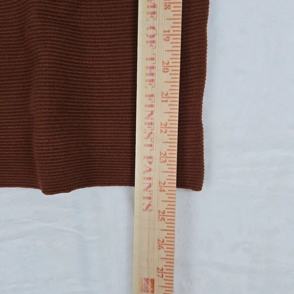BTFBM Ribbed Mock Neck Long Sleeve Women’s Top Small Brown Casual Pullover - Picture 10 of 12